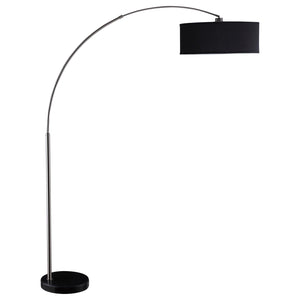 English Elm Black Arc Floor Lamp with Chrome Arch and Black Pendant Shade — Modern Statement Lighting for Contemporary Spaces B062P145487