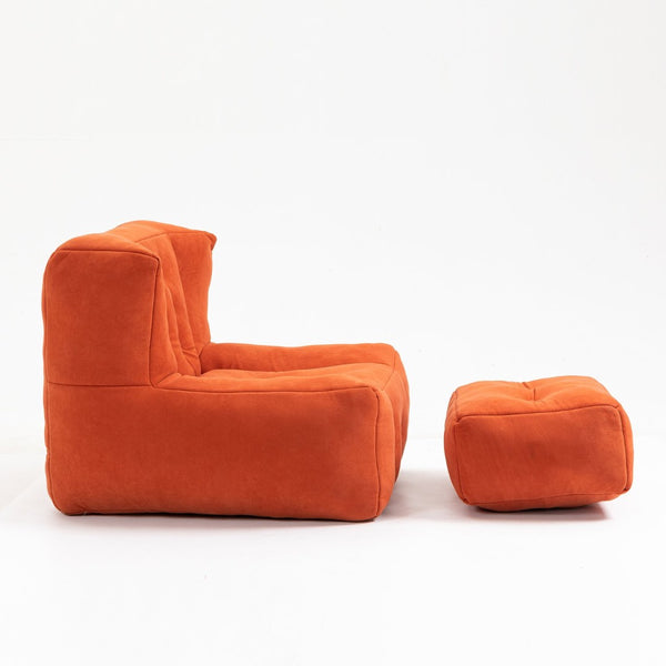 English Elm Fluffy Velvet Bean Bag Lounge Chair with Ottoman Memory Foam Adult Bedroom Seating Red W1996131042