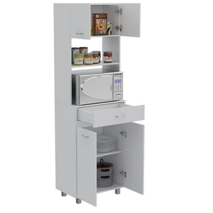 English Elm Microwave Cabinet Madison White – 39" Kitchen Storage with Top Appliance Surface, Shelves & Doors B092S00072