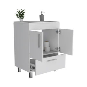 English Elm Single Bathroom Vanity Mayorca White - 29.5" Superior Top, Double Door Cabinet, Four Legs, Durable Assembly B092S00079