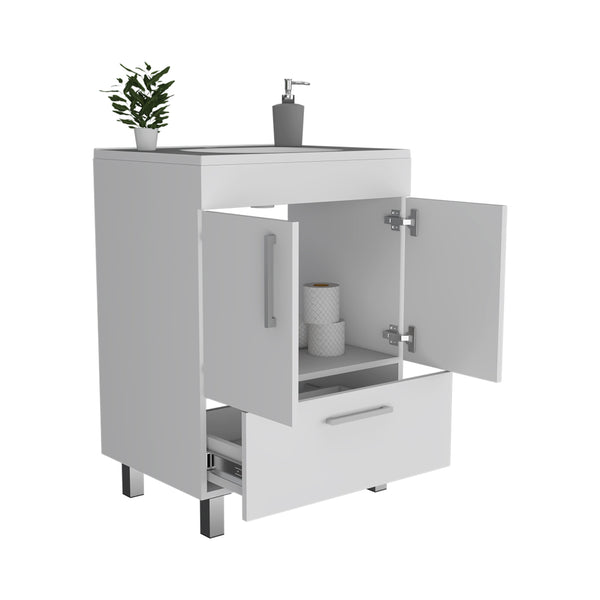 English Elm Single Bathroom Vanity Mayorca White - 29.5" Superior Top, Double Door Cabinet, Four Legs, Durable Assembly B092S00079