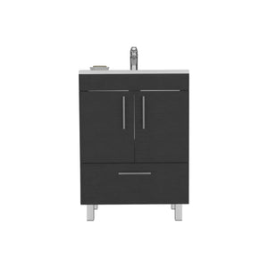 English Elm Single Bathroom Vanity Mayorca Black – 29.5" Superior Top, Double Door Cabinet, Four Legs, Durable Finish B092S00077