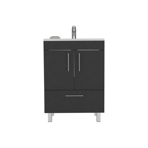 English Elm Single Bathroom Vanity Mayorca Black – 29.5" Superior Top, Double Door Cabinet, Four Legs, Durable Finish B092S00077