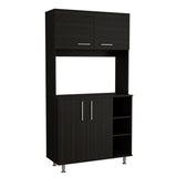 Black Pantry Cabinet Delaware for Kitchen Storage, Hutch with Spacious Top Surface, Open Rack - 37