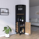 English Elm Corner Bar Cabinet Cleveland, Living Room, Black / Pine