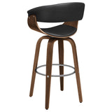 English Elm Walnut and Black Swivel Bar Stool