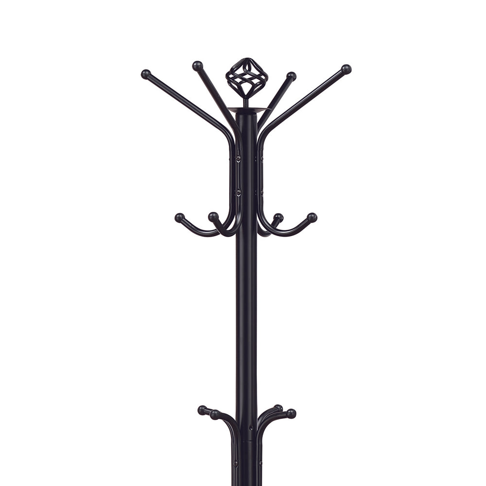 English Elm Black Spider Metal Coat Rack with Shiny Black Finish, 73" Tall Three-Tier Hooks for Entryway Storage and Hats B062P145490