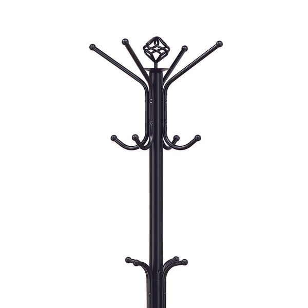 English Elm Black Spider Metal Coat Rack with Shiny Black Finish, 73" Tall Three-Tier Hooks for Entryway Storage and Hats B062P145490