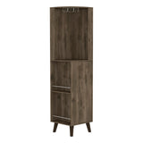 Dark Brown Corner Bar Cabinet with Cup Rack, Top Shelf, Drawer, and Two External Shelves - 17.72 x 17.72 x 72.83