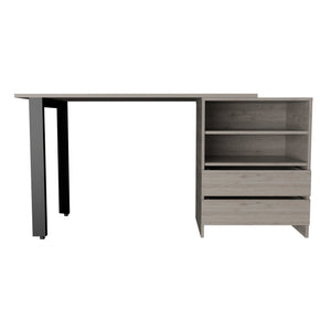 English Elm 120 Writing Desk Cusco Light Gray – Durable Particle Board, Metal Legs, 2 Drawers & 2 Shelves, 47.2" W Work Surface, Modern Office Solution B092S00044