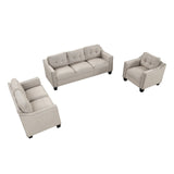 Contemporary Style Sofa Set with Ultimate Comfort, Sturdy Construction, and Compact Structure - Linen Blend Fabric, Brass Nail Head Trim, Button Tufted Back Cushions - Perfect for Small Living Rooms