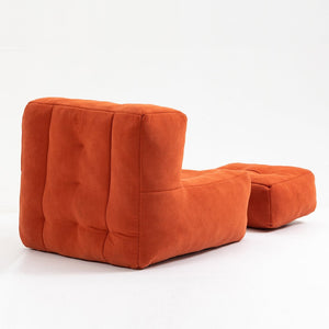English Elm Fluffy Velvet Bean Bag Lounge Chair with Ottoman Memory Foam Adult Bedroom Seating Red W1996131042