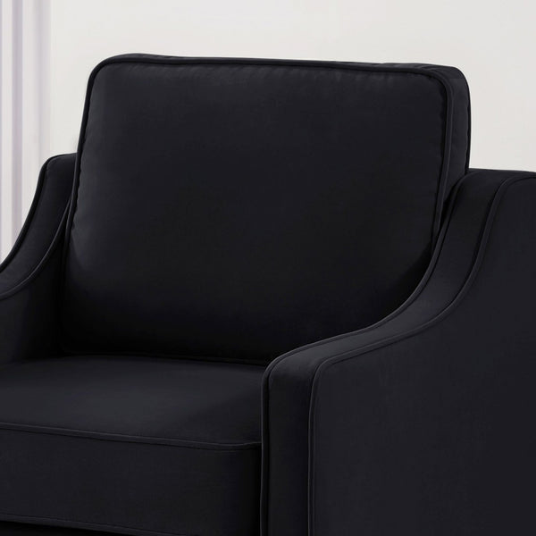 English Elm Modern Three Seat Velvet Sofa Scooped Armrests Tapered Wood Legs Living Room W2186P143472