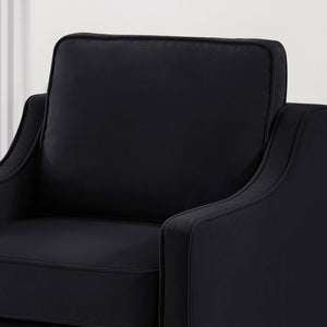 English Elm Modern Velvet Accent Chair Solid Wood Legs Scooped Arms Single Seat Lounge Seating W2186P143466
