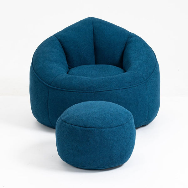 English Elm Bedding Foam Filled Bean Bag Chair with Footrest for Lounge and Reading Rooms W1996130769