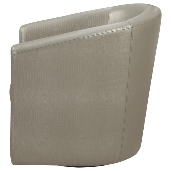 English Elm Champagne Barrel-Back Swivel Armchair in Faux Leather — Contemporary Accent Chair, Plush Comfort, 330 lb Capacity B062P145689