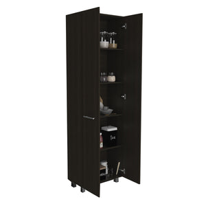 English Elm Pantry Cabinet Phoenix 78" High Black Storage Cabinet with Five 14.5" Shelves, Durable Particle Board Finish B092S00100