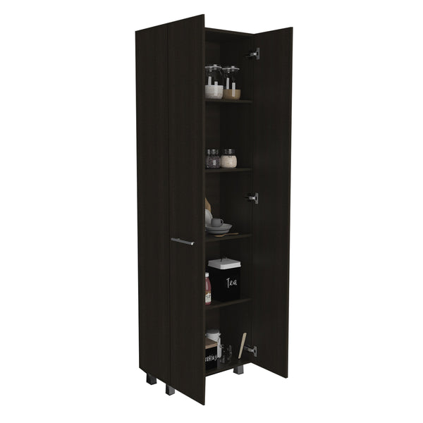 English Elm Pantry Cabinet Phoenix 78" High Black Storage Cabinet with Five 14.5" Shelves, Durable Particle Board Finish B092S00100