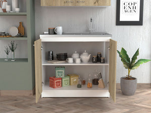 English Elm Utility Sink Cabinet Freestanding Stainless Steel Basin White Farmhouse Storage B092S00033