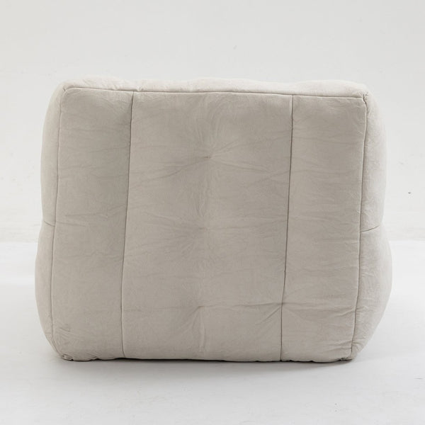 English Elm Fluffy Velvet Bean Bag Lounge Chair with Ottoman Memory Foam Adult Bedroom Seating White W1996131041