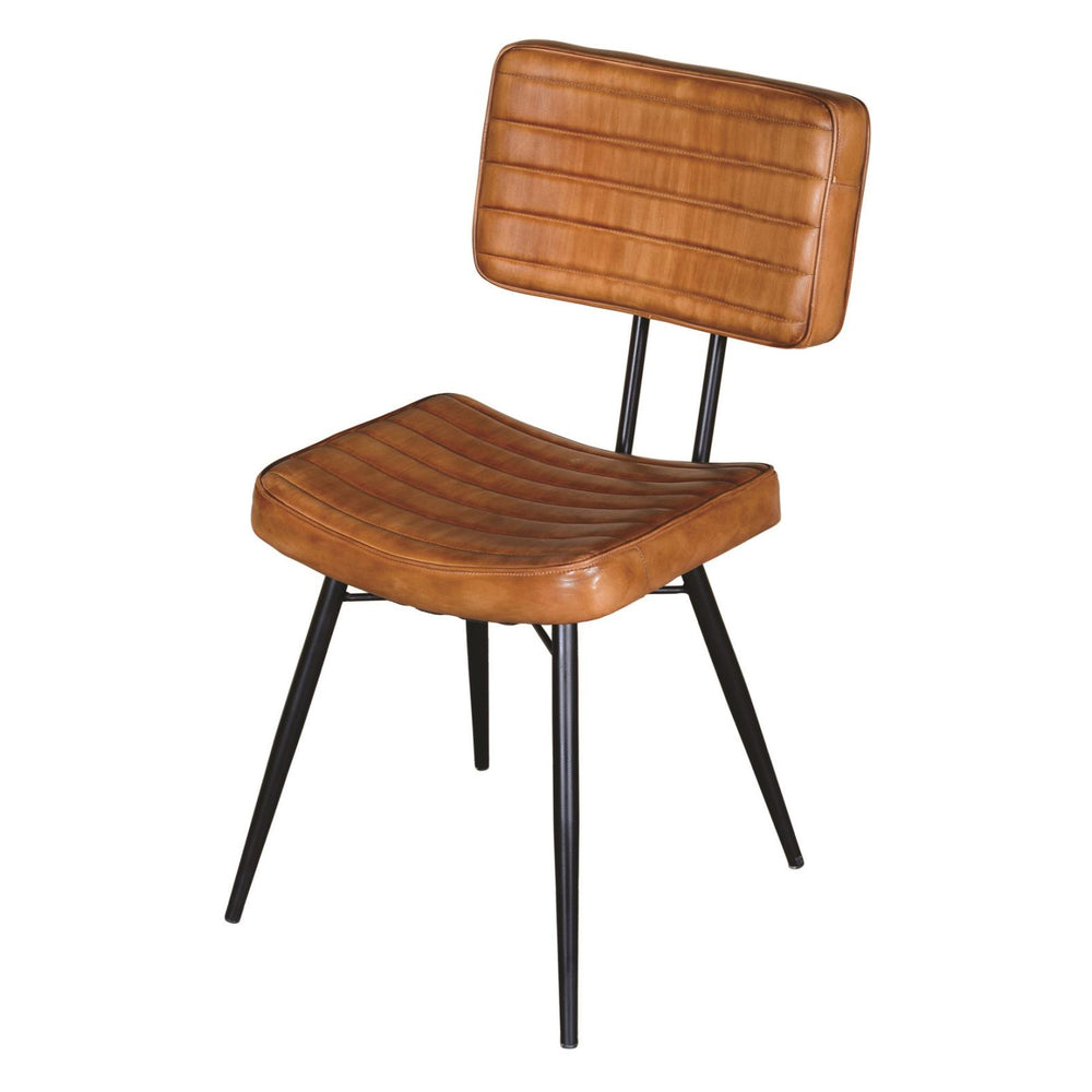 English Elm Camel Tufted Side Chairs Set of 2 in Camel Faux Leather with Black Tapered Metal Legs, Stylish Dining Seat B062P145537