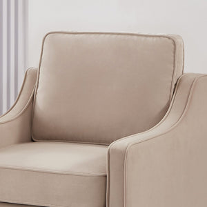 English Elm Modern Velvet Accent Chair Solid Wood Legs Scooped Arms Single Seat Lounge Seating W2186P143467
