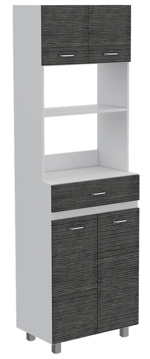 English Elm Microwave Cabinet Madison White/Smokey Oak – Spacious 39" Kitchen Storage with Top Microwave Space and Shelves B092S00071