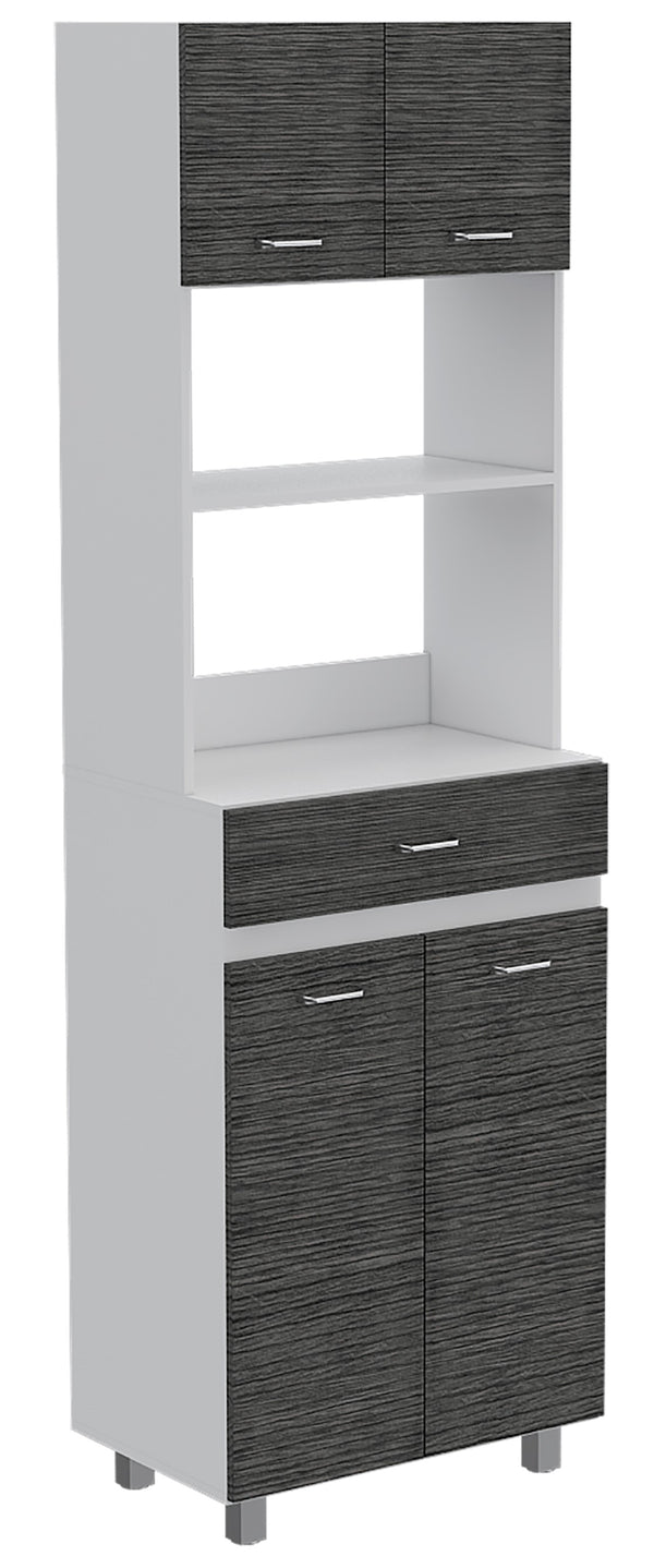 English Elm Microwave Cabinet Madison White/Smokey Oak – Spacious 39" Kitchen Storage with Top Microwave Space and Shelves B092S00071