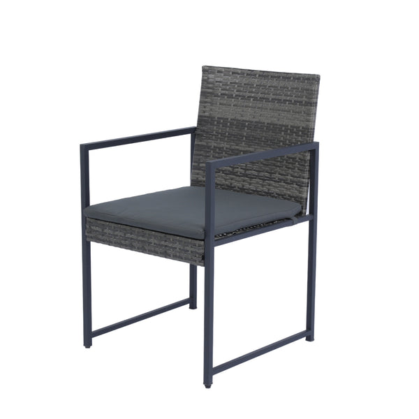 English Elm 9 Patio Dining Set - Space-Saving Rattan Outdoor 9-Piece with Glass Top, Grey Wicker & Cushions W329S00041