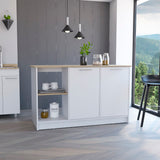 English Elm Kitchen Island Padua, Kitchen, White / Light Oak