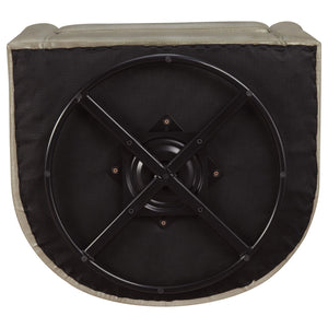 English Elm Champagne Barrel-Back Swivel Armchair in Faux Leather — Contemporary Accent Chair, Plush Comfort, 330 lb Capacity B062P145689