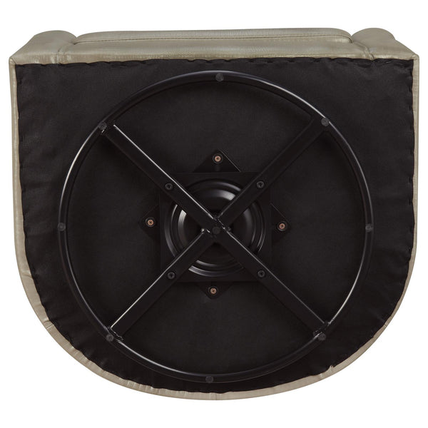 English Elm Champagne Barrel-Back Swivel Armchair in Faux Leather — Contemporary Accent Chair, Plush Comfort, 330 lb Capacity B062P145689