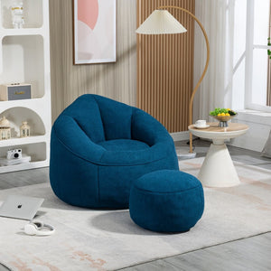 English Elm Bedding Foam Filled Bean Bag Chair with Footrest for Lounge and Reading Rooms W1996130769