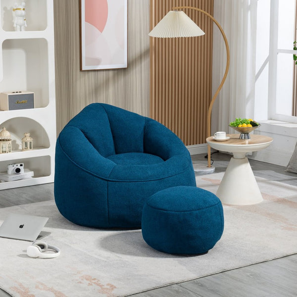 English Elm Bedding Foam Filled Bean Bag Chair with Footrest for Lounge and Reading Rooms W1996130769