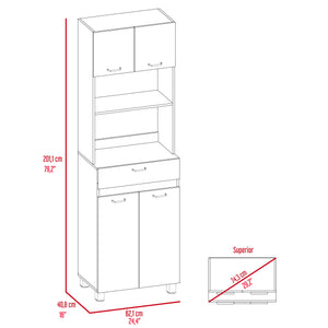 English Elm Microwave Cabinet Madison White/Smokey Oak – Spacious 39" Kitchen Storage with Top Microwave Space and Shelves B092S00071