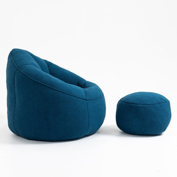 English Elm Bedding Foam Filled Bean Bag Chair with Footrest for Lounge and Reading Rooms W1996130769