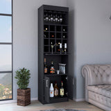 English Elm Bar Cabinet Atanasio, Living Room, Black