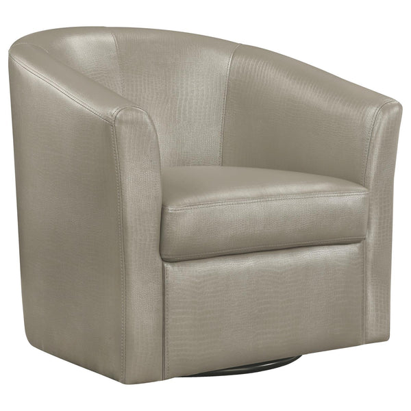 English Elm Champagne Barrel-Back Swivel Armchair in Faux Leather — Contemporary Accent Chair, Plush Comfort, 330 lb Capacity B062P145689