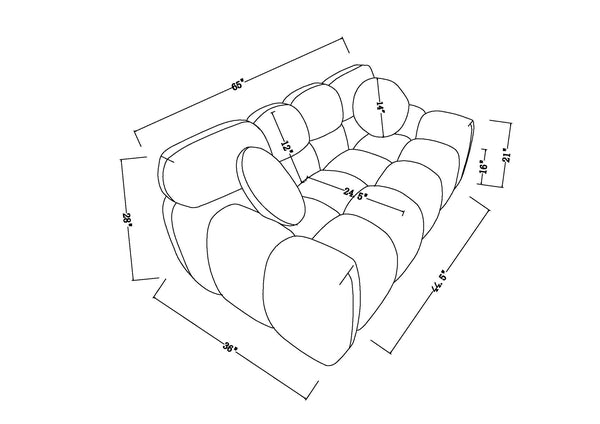 English Elm 64.96 Plush Beige Bouclé 2-Seater Marshmallow Sofa for Small Spaces | Curved Modern Compact Comfort W1099S00090