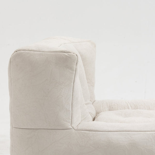 English Elm Fluffy Velvet Bean Bag Lounge Chair with Ottoman Memory Foam Adult Bedroom Seating White W1996131041