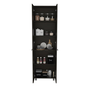 English Elm Pantry Cabinet Phoenix 78" High Black Storage Cabinet with Five 14.5" Shelves, Durable Particle Board Finish B092S00100