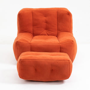 English Elm Fluffy Velvet Bean Bag Lounge Chair with Ottoman Memory Foam Adult Bedroom Seating Red W1996131042