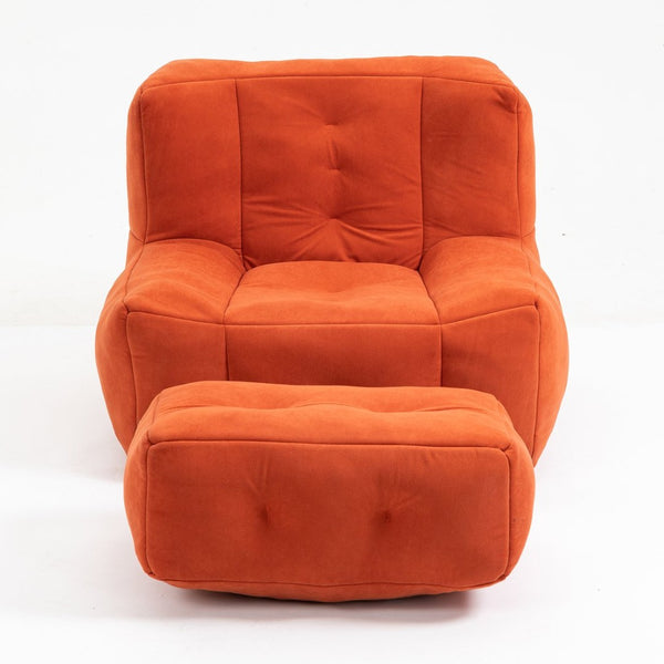 English Elm Fluffy Velvet Bean Bag Lounge Chair with Ottoman Memory Foam Adult Bedroom Seating Red W1996131042
