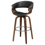 English Elm Walnut and Black Swivel Bar Stool