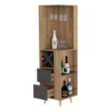 English Elm Corner Bar Cabinet Caguas, Living Room, Pine / Matt Gray