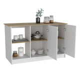 English Elm Kitchen Island Padua, Kitchen, White / Light Oak