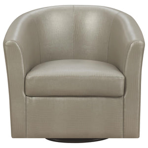 English Elm Champagne Barrel-Back Swivel Armchair in Faux Leather — Contemporary Accent Chair, Plush Comfort, 330 lb Capacity B062P145689