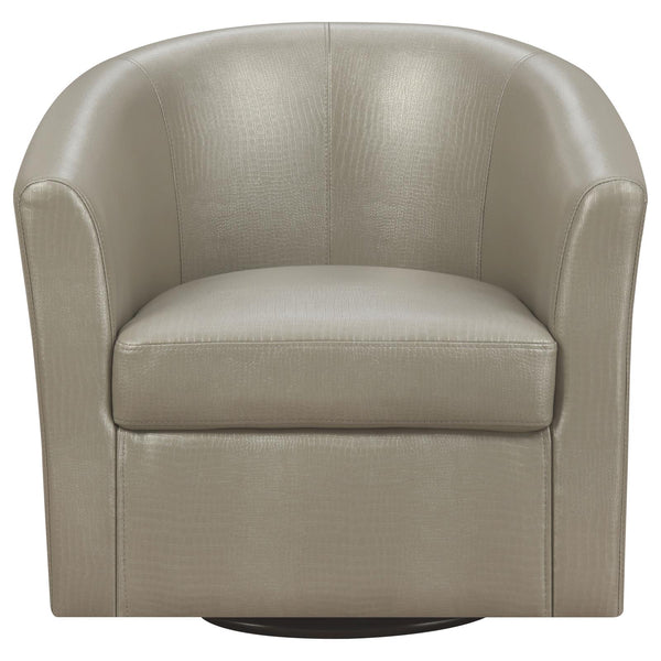 English Elm Champagne Barrel-Back Swivel Armchair in Faux Leather — Contemporary Accent Chair, Plush Comfort, 330 lb Capacity B062P145689