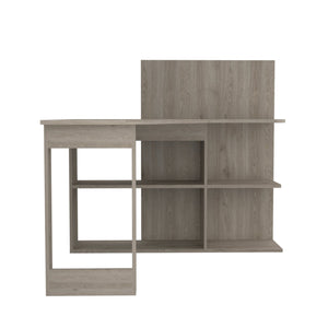 English Elm Computer Desk Mohave L-Shaped Corner Office Light Gray with Extended Work Surface, Shelving, Durable Finish B092S00029
