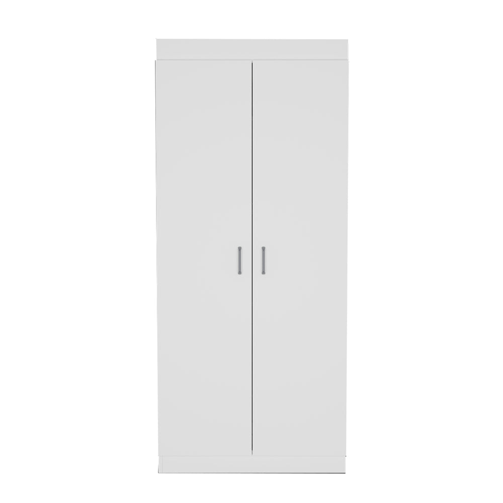 English Elm Pantry Orlando White Kitchen Storage Cabinet 63" High, Durable Particle Board, Spacious Shelves B092S00095